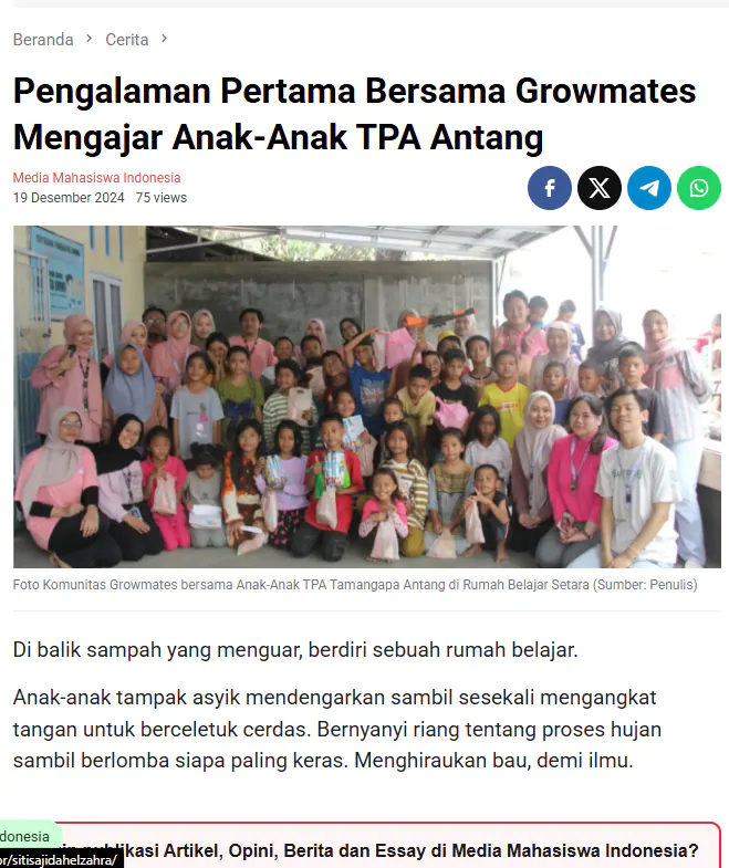 Pengalaman Pertama Bersama Growmates Mengajar Anak-Anak TPA Antang